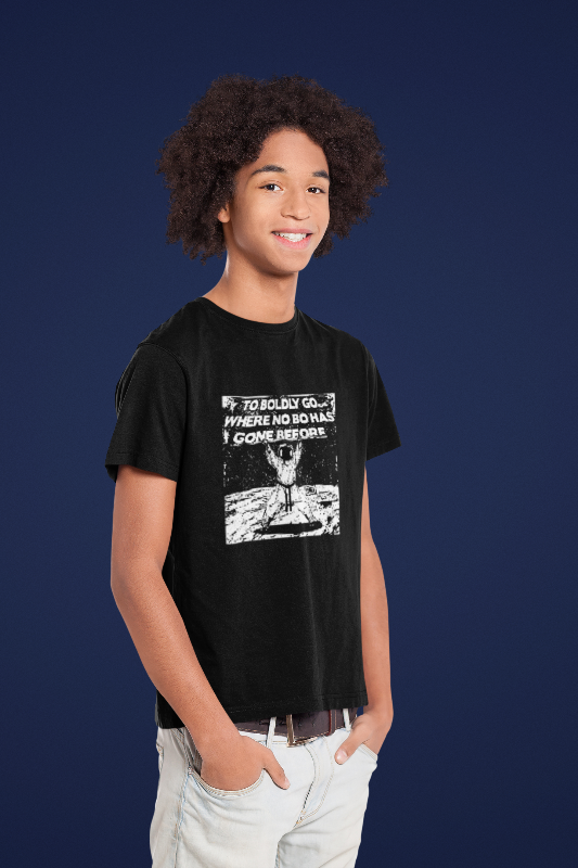 Boldly Go Martial Arts T-shirt with spaceman Karate Clothes Gear Boy