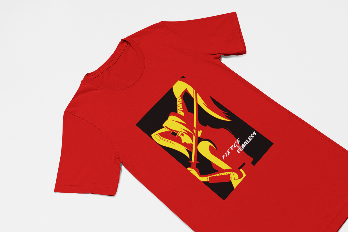 Katana T-shirt with female warrior, Martial Arts Gear Side
