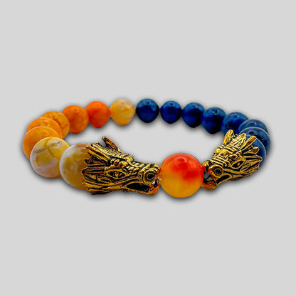 United Martial Arts Gear Double Dragon Bracelet Blue Yellow Gold