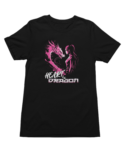 Young martial artist and dragon forming a heart shape on the Heart of the Dragon T-shirt Front