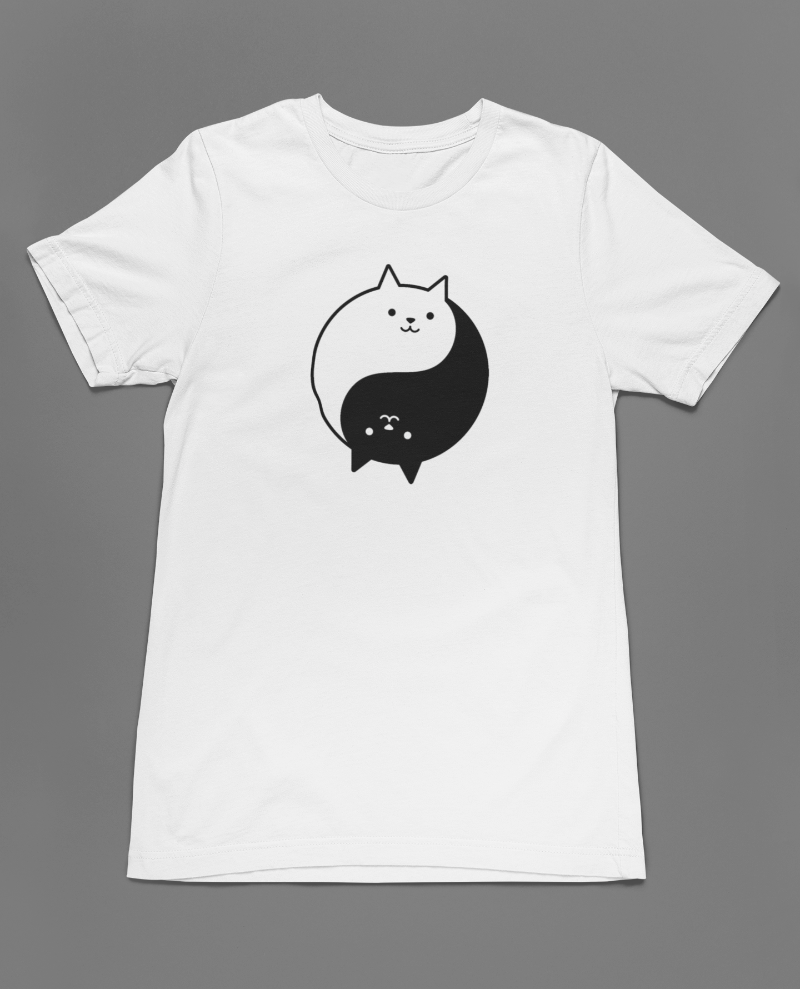 UNITED Kitty Cat Yin Yang Martial Arts T-shirt, Karate Clothes Gear White Front