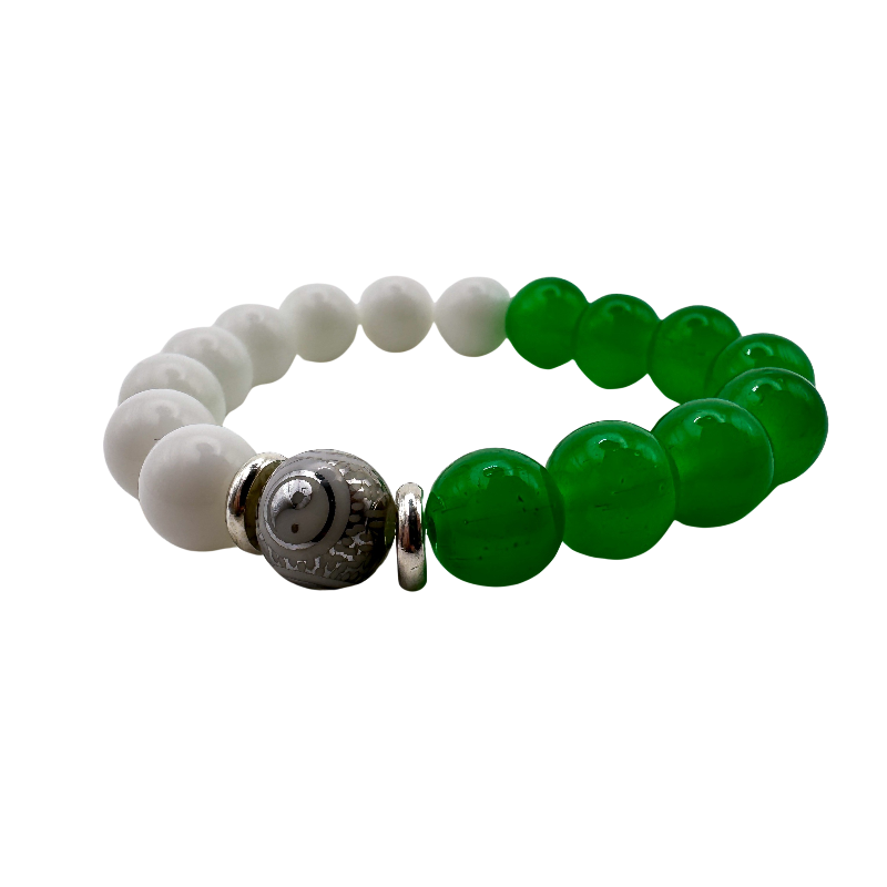 United Martial Arts Gear Yin Yang Bracelet White Green Silver